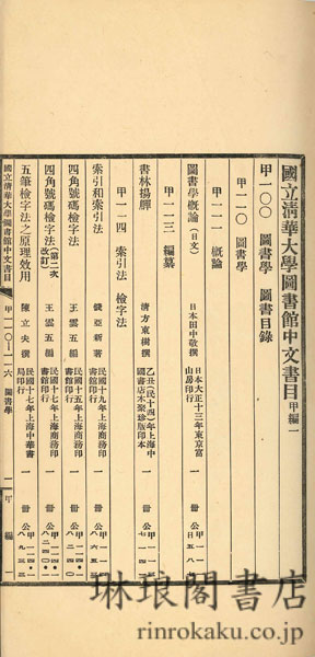 国立清華大学図書館中文書目甲編 付書名・著者索引